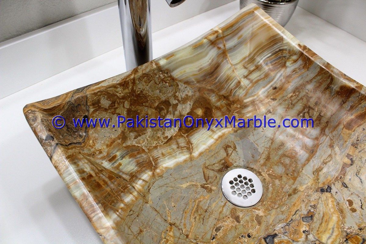 brown golden Onyx Square Sinks Basins-22