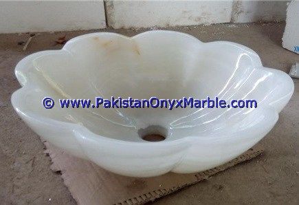 Pure White Onyx Flower Shaped Sinks Basins-04