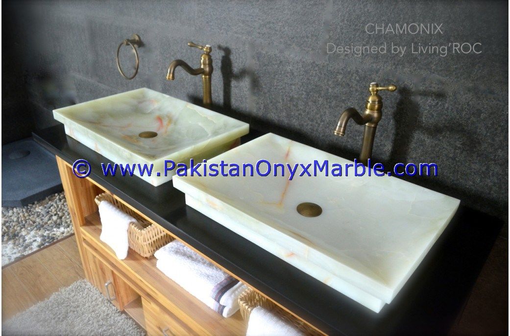 Pure White Onyx Rectangle Shaped Sinks Basins-14