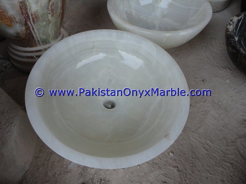 Pure White Onyx Round Bowl Sinks Basins-08