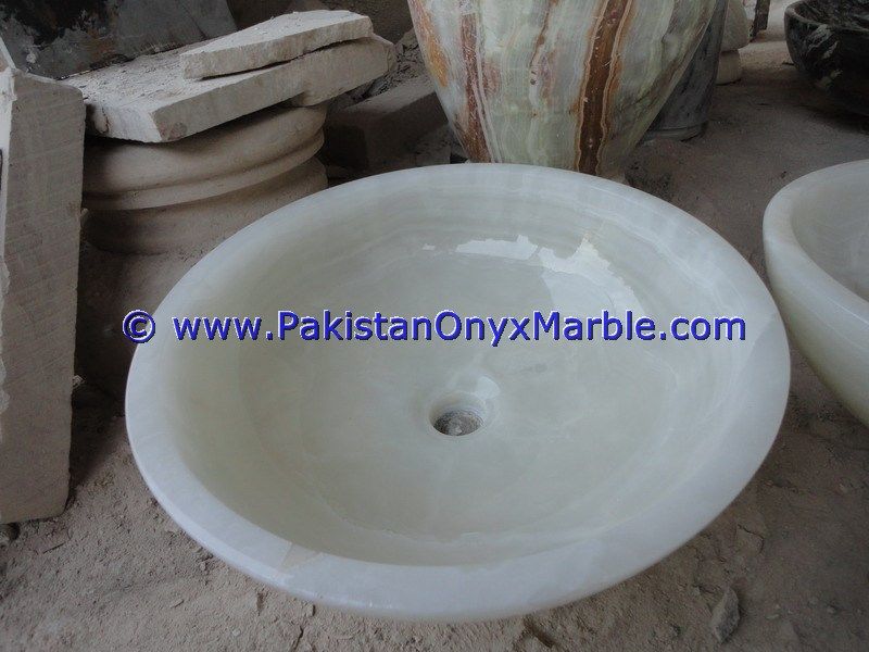 Pure White Onyx Round Bowl Sinks Basins-09