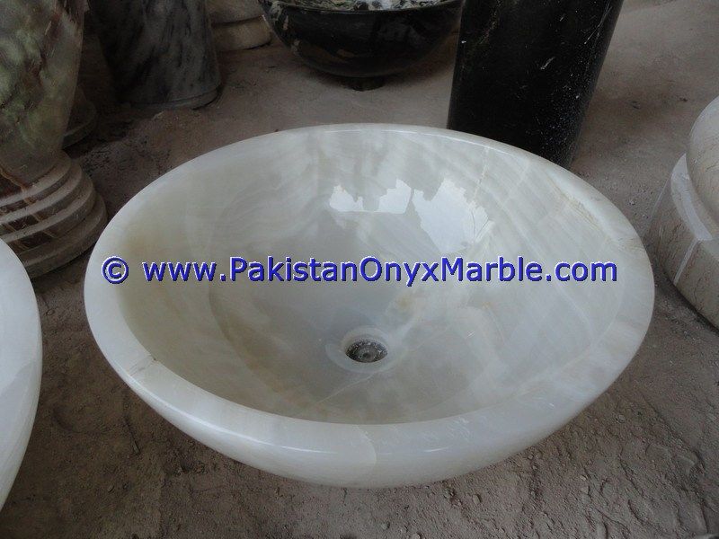 Pure White Onyx Round Bowl Sinks Basins-10