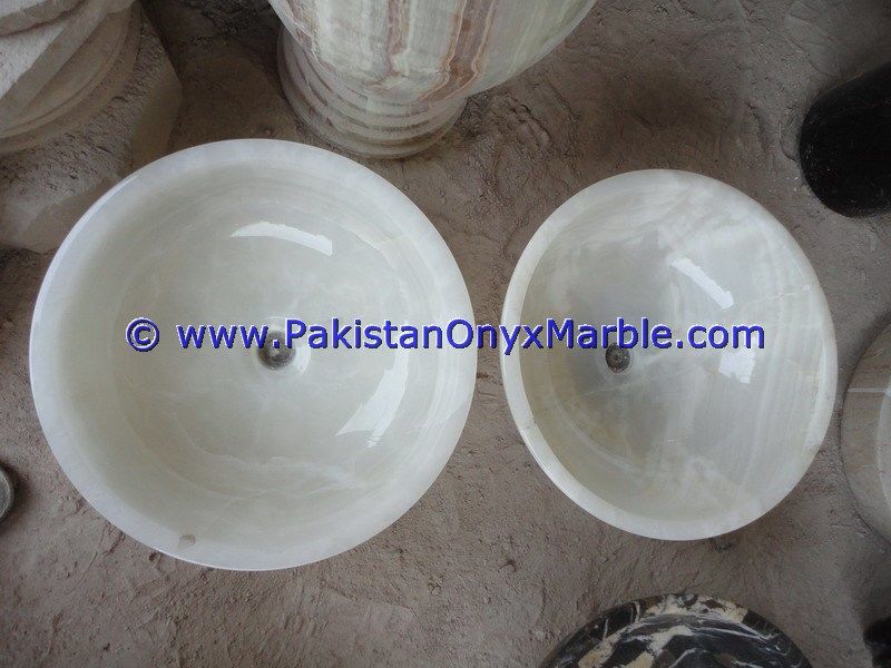 Pure White Onyx Round Bowl Sinks Basins-11