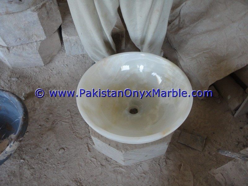 Pure White Onyx Round Bowl Sinks Basins-13