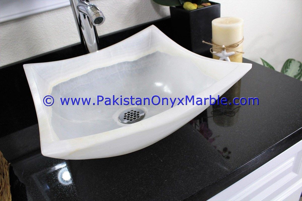 Pure White Onyx Square Sinks Basins-09