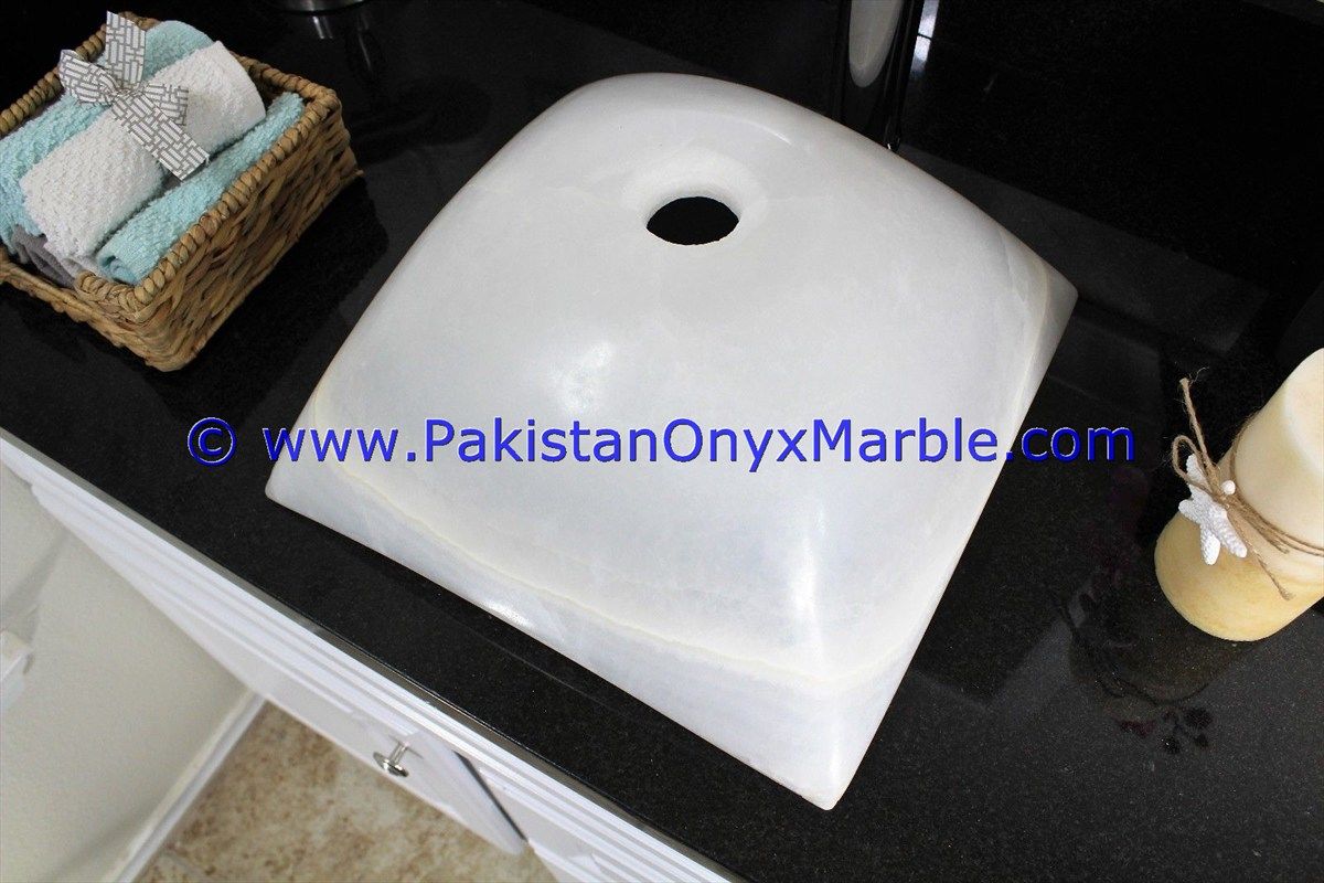 Pure White Onyx Square Sinks Basins-11