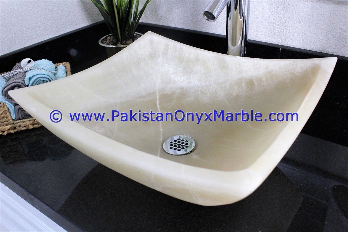 Pure White Onyx Square Sinks Basins-20