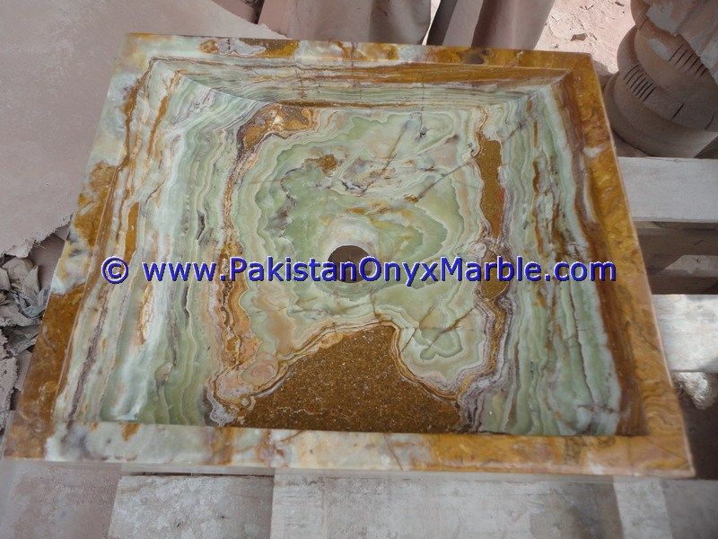 Multi Green Onyx Rectangle Shaped Sinks Basins-06