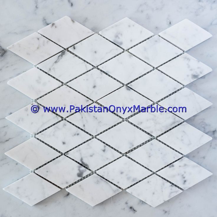 marble mosaic tiles ziarat carrara white Diamond Shaped-01