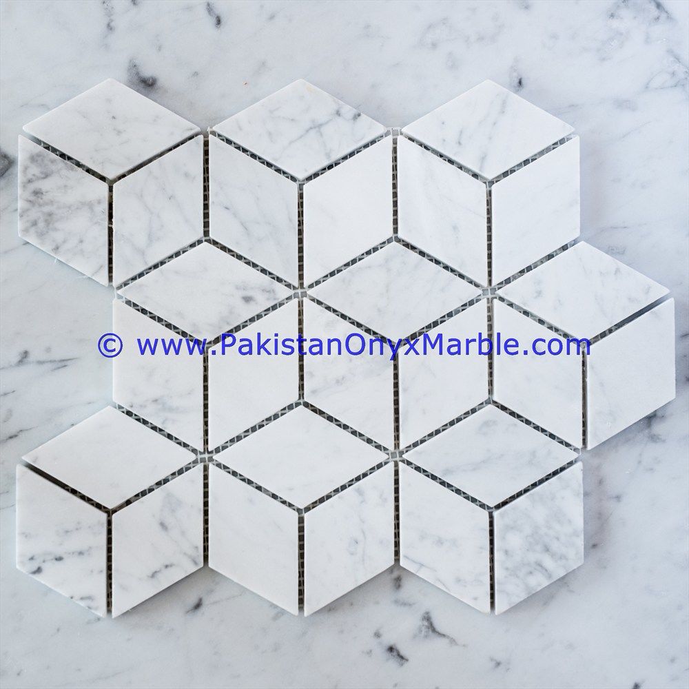 marble mosaic tiles ziarat carrara white Diamond Shaped-02