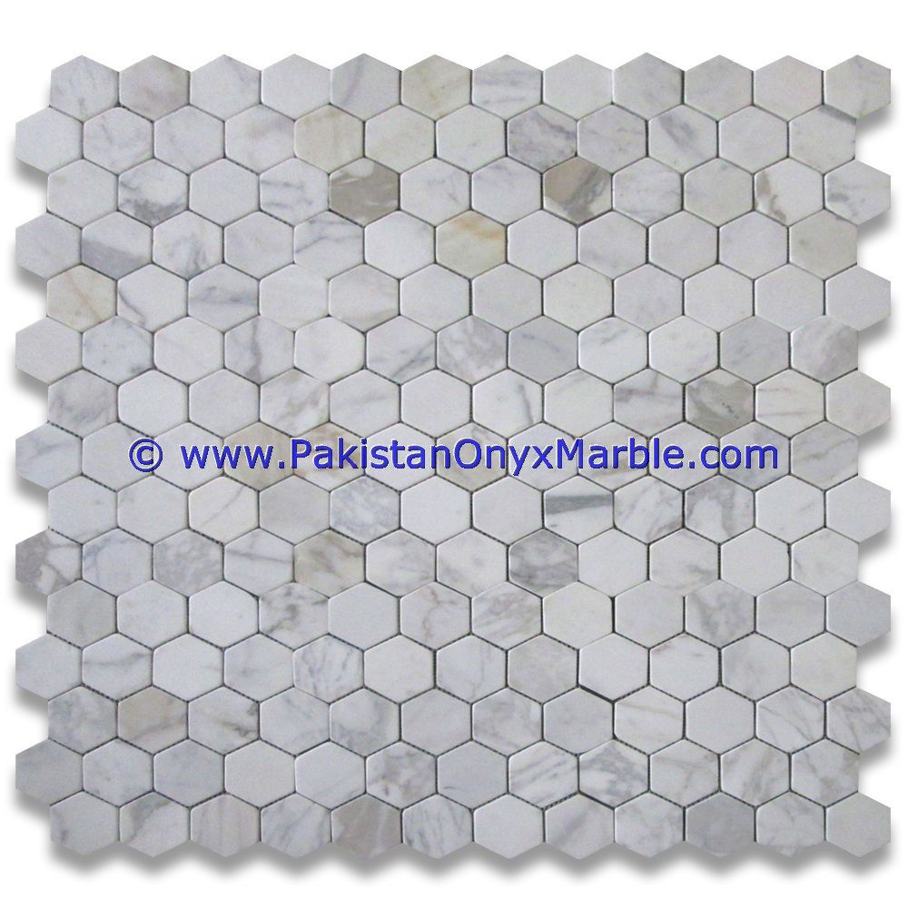 marble mosaic tiles ziarat carrara white Hexagon-04