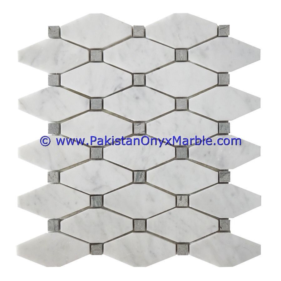 marble mosaic tiles ziarat carrara white Octagon-01