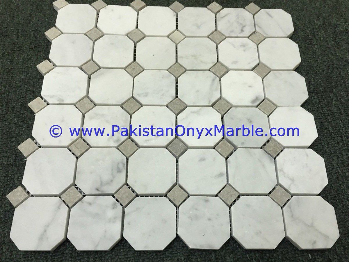marble mosaic tiles ziarat carrara white Octagon-04