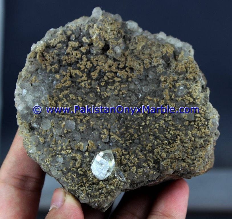 herkimer diamond double terminated crystal quartz calcite matrix specimen rare hydro undamaged fluorescent petroleum mine pakistan-03