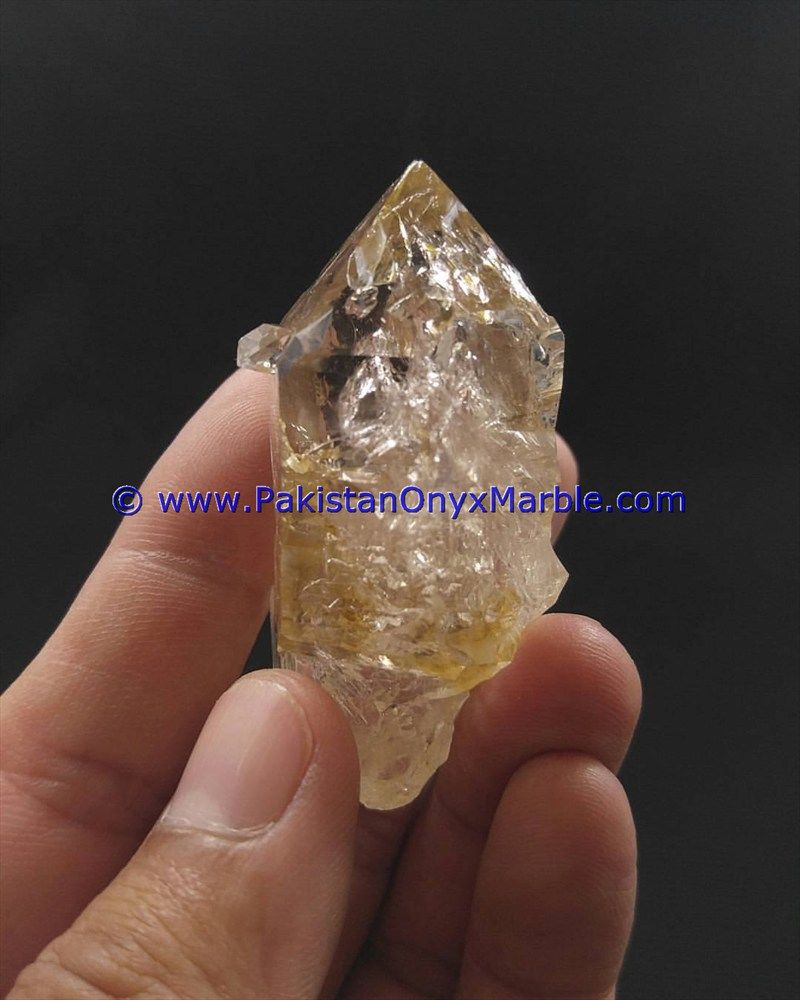 herkimer diamond double terminated crystal quartz calcite matrix specimen rare hydro undamaged fluorescent petroleum mine pakistan-05