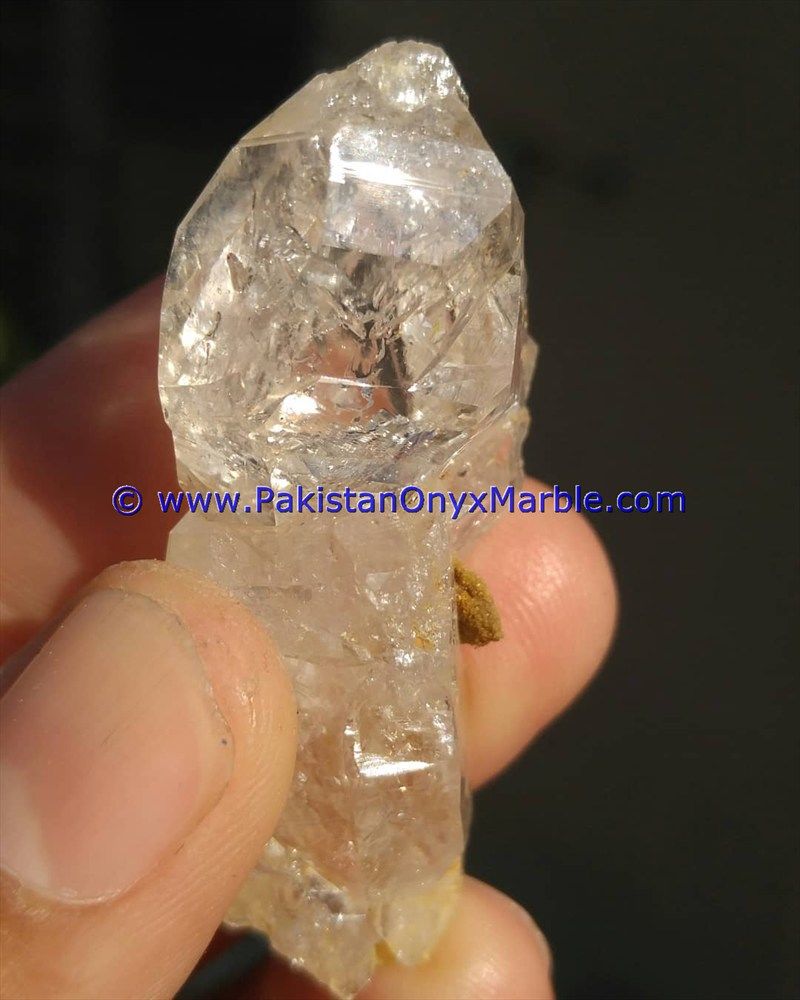 herkimer diamond double terminated crystal quartz calcite matrix specimen rare hydro undamaged fluorescent petroleum mine pakistan-07
