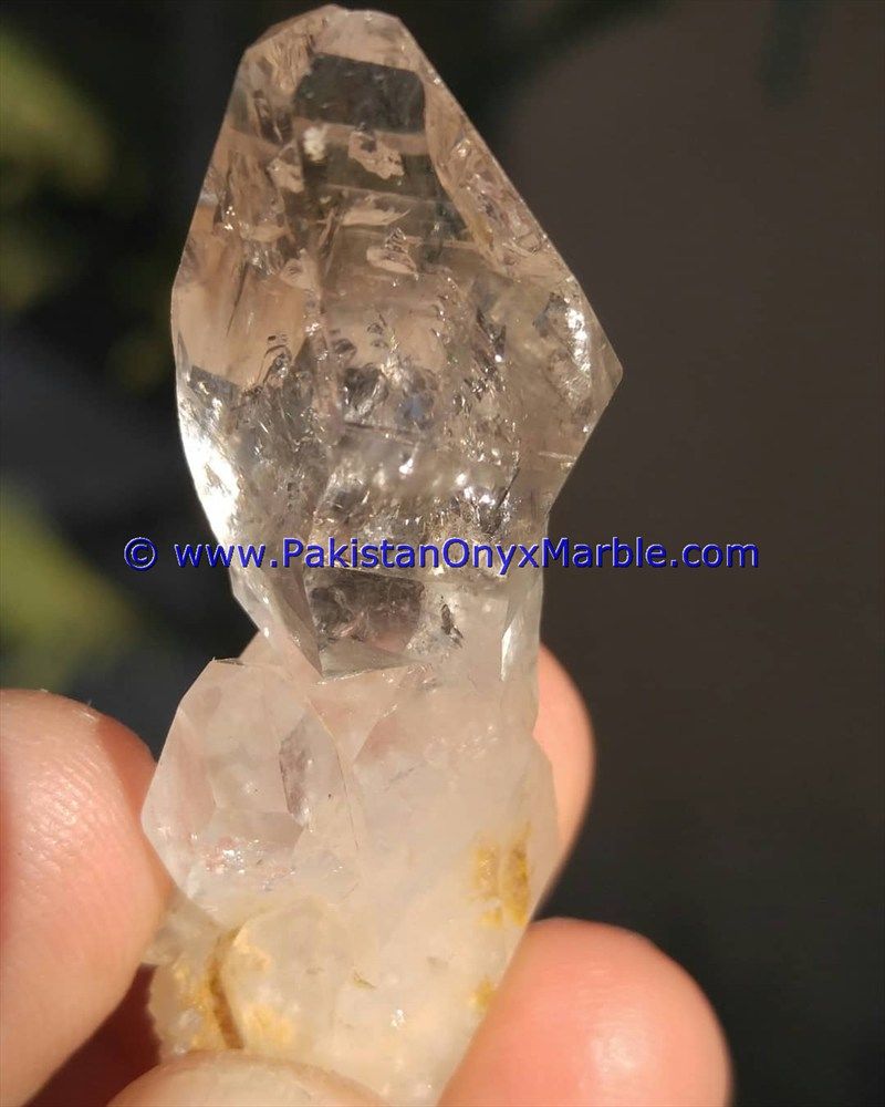 herkimer diamond double terminated crystal quartz calcite matrix specimen rare hydro undamaged fluorescent petroleum mine pakistan-09