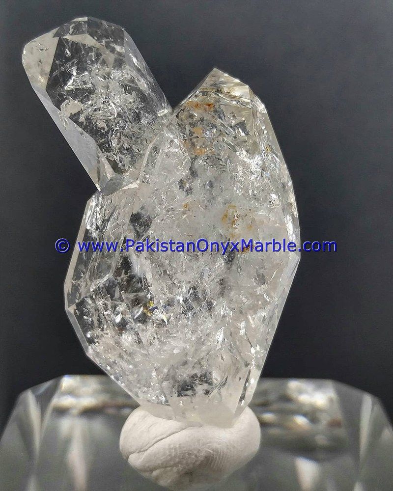 herkimer diamond double terminated crystal quartz calcite matrix specimen rare hydro undamaged fluorescent petroleum mine pakistan-12