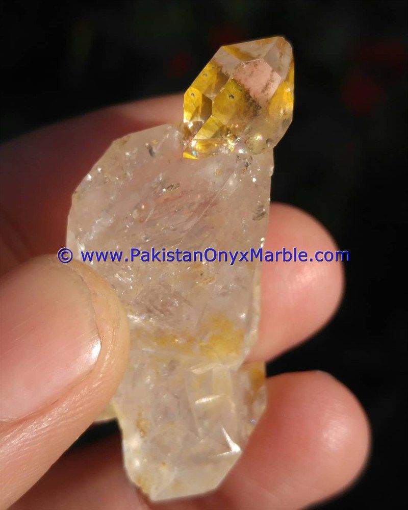 herkimer diamond double terminated crystal quartz calcite matrix specimen rare hydro undamaged fluorescent petroleum mine pakistan-15