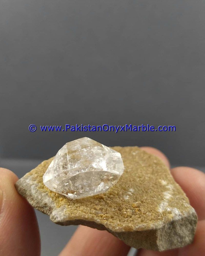 herkimer diamond double terminated crystal quartz calcite matrix specimen rare hydro undamaged fluorescent petroleum mine pakistan-16