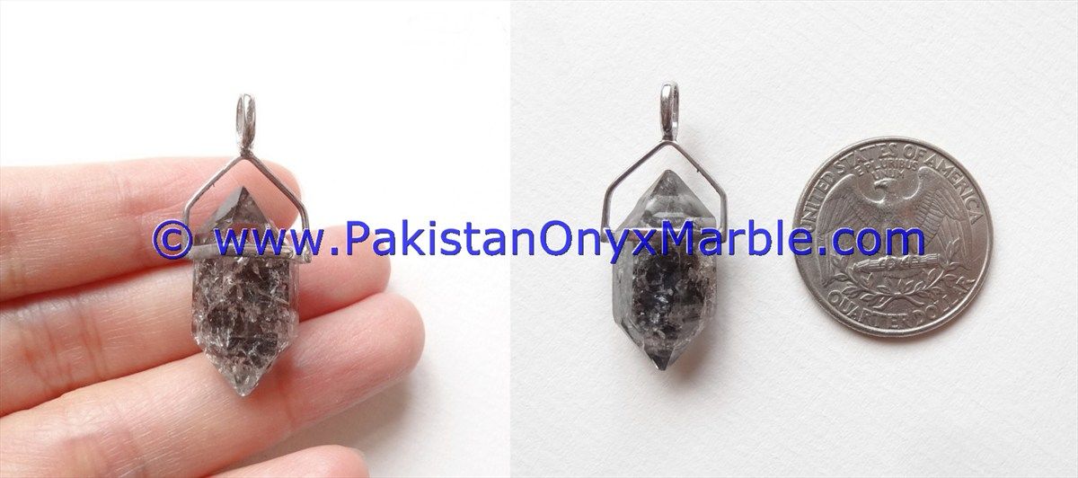 herkimer diamond double terminated crystal quartz sterling silver pendant natural crystal quartz jewlery handmade-04