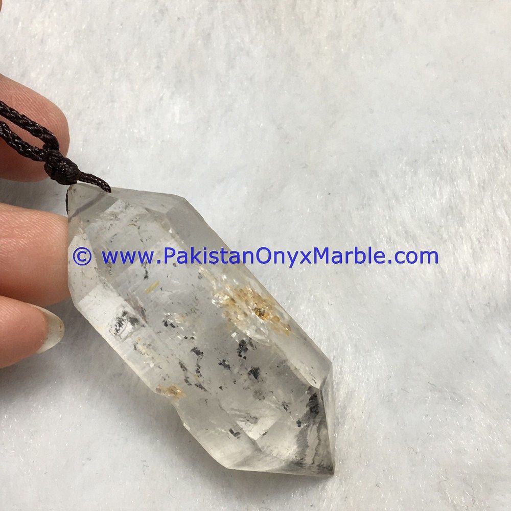 herkimer diamond double terminated crystal quartz sterling silver pendant natural crystal quartz jewlery handmade-17