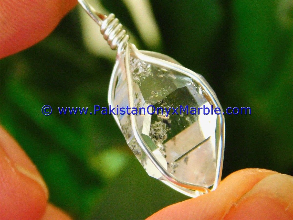 herkimer diamond double terminated crystal quartz sterling silver pendant natural crystal quartz jewlery handmade-20