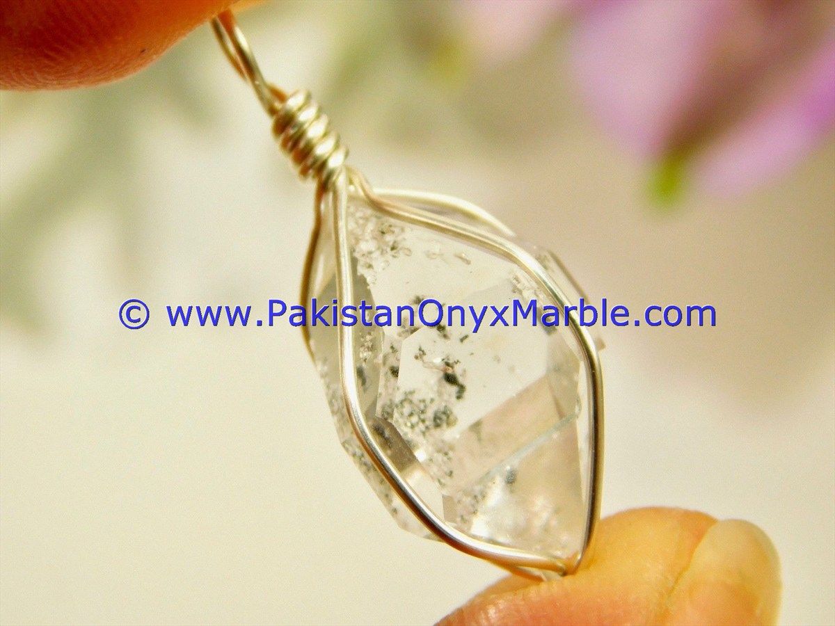 herkimer diamond double terminated crystal quartz sterling silver pendant natural crystal quartz jewlery handmade-21
