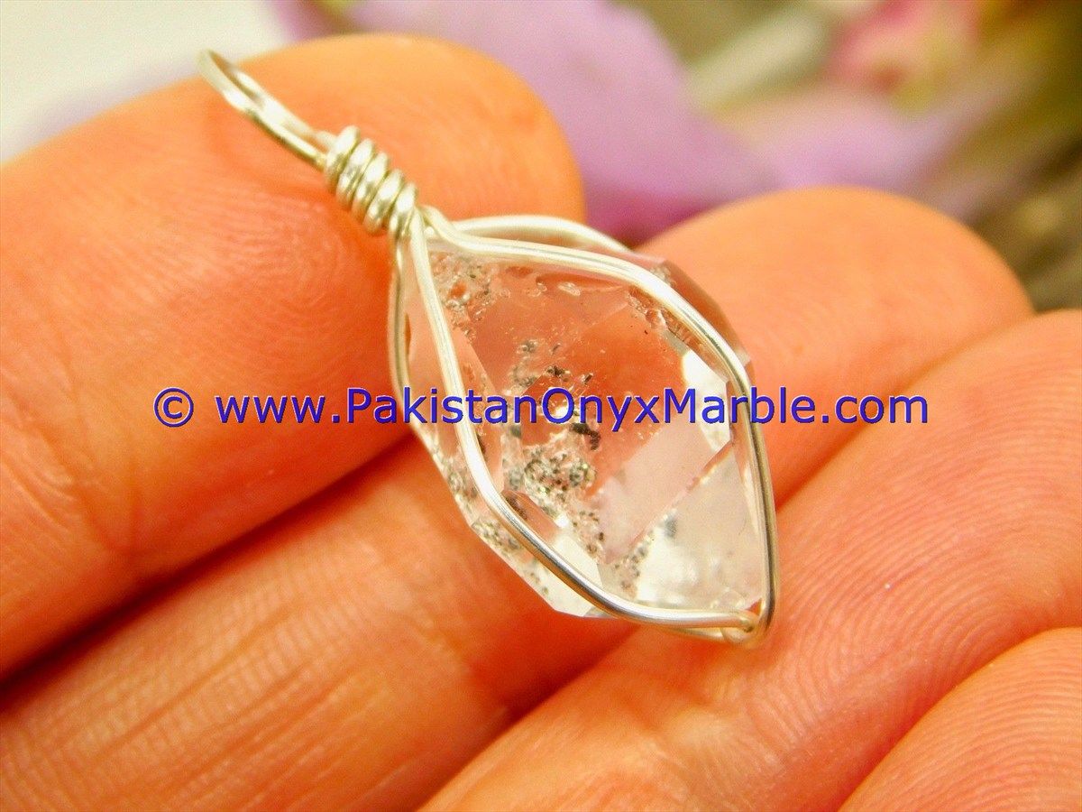 herkimer diamond double terminated crystal quartz sterling silver pendant natural crystal quartz jewlery handmade-22