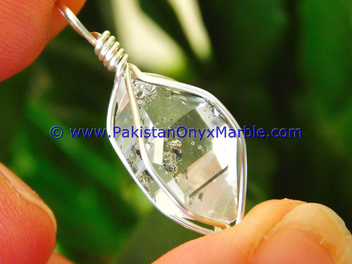 herkimer diamond double terminated crystal quartz sterling silver pendant natural crystal quartz jewlery handmade-23