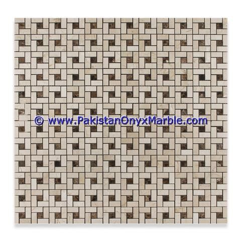 marble mosaic tiles Verona Beige basketweave octagon herringbone pinwheel square-02