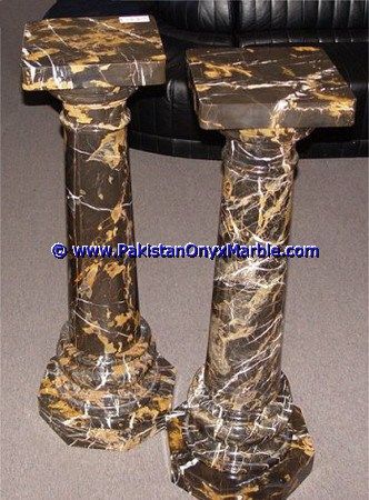Marble Pedestals Stand Display Handcarved Black and Gold Marble-03