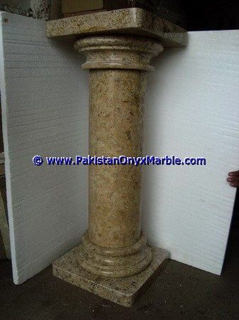 Marble Pedestals Stand Display Handcarved Fossil Corel Marble-04