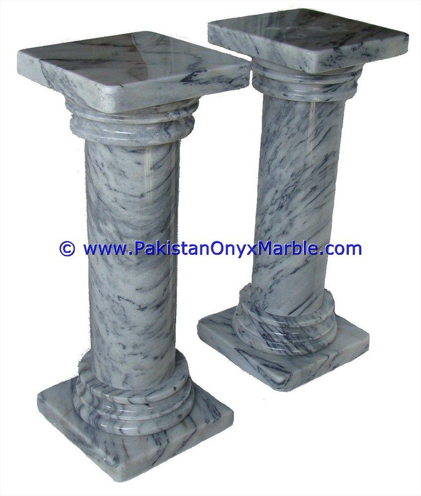 Marble Pedestals Stand Display Handcarved Ziarat Gray Marble-01