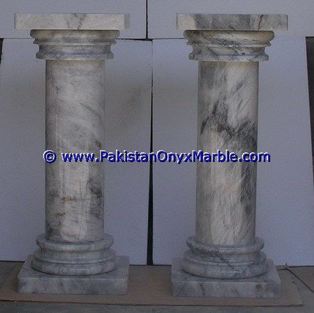 Marble Pedestals Stand Display Handcarved Ziarat Gray Marble-02