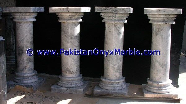 Marble Pedestals Stand Display Handcarved Ziarat Gray Marble-03