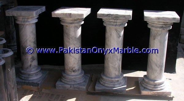 Marble Pedestals Stand Display Handcarved Ziarat Gray Marble-04