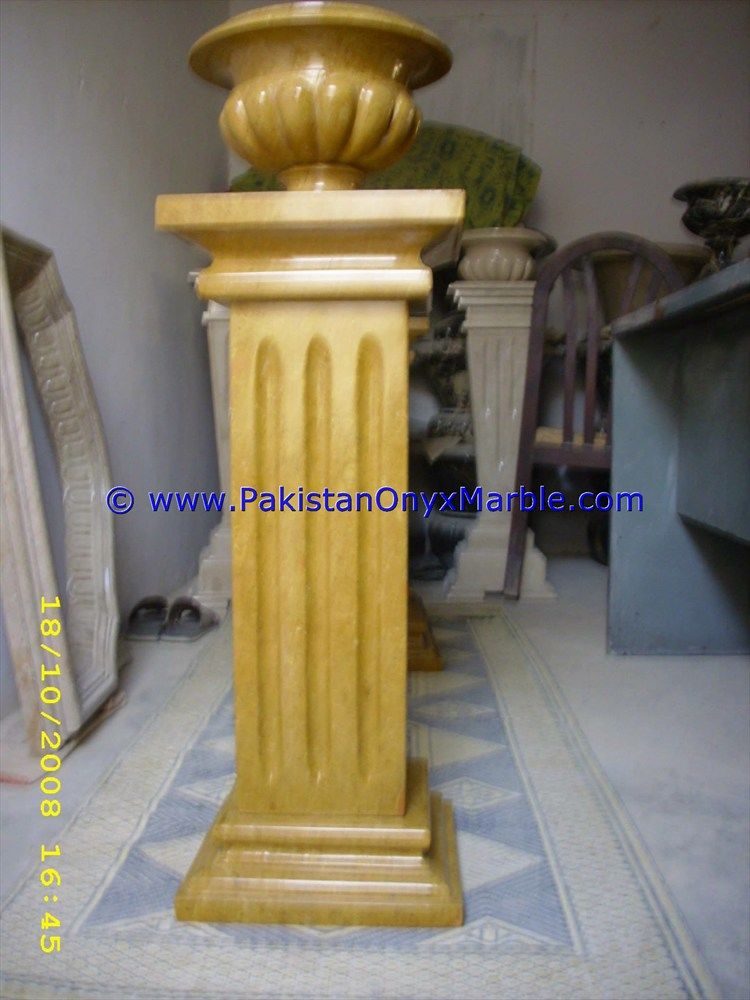 Marble Pedestals Stand Display Handcarved Indus Gold Inca Marble-02