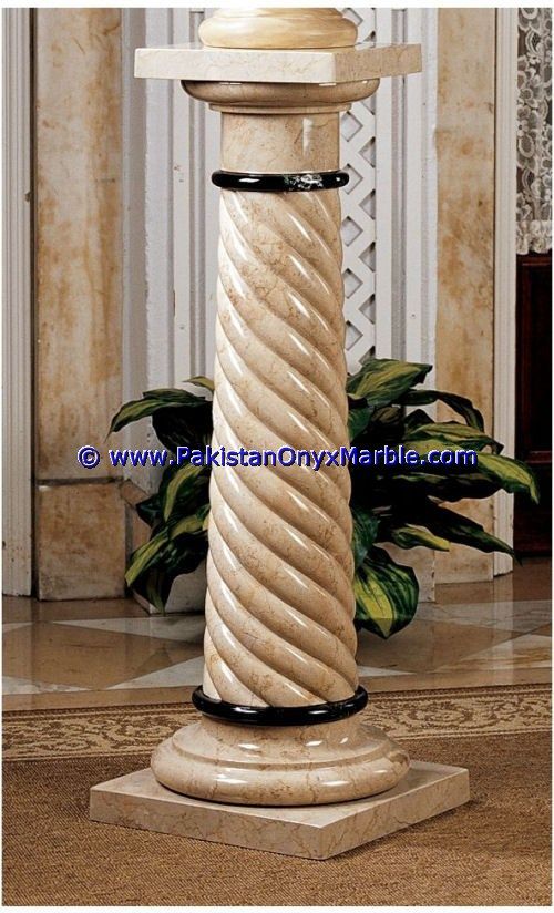 Marble Pedestals Stand Display Handcarved Multi Stone Marble-01