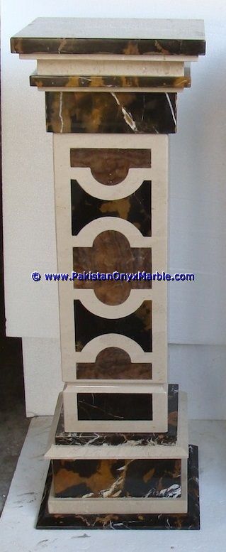 Marble Pedestals Stand Display Handcarved Multi Stone Marble-02