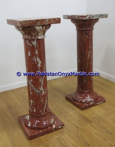 Marble Pedestals Stand Display Handcarved Red Zebra Marble-02