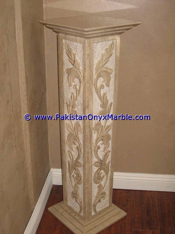 Marble Pedestals Stand Display Handcarved Verona Beige Marble-01