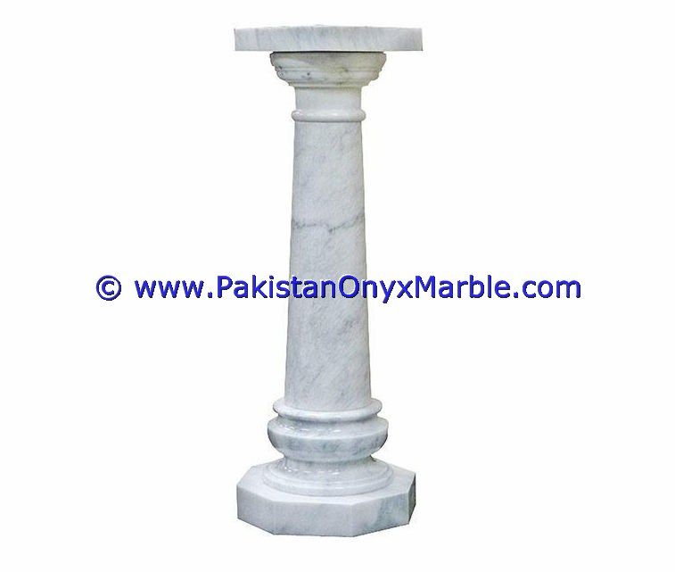 Marble Pedestals Stand Display Handcarved Ziarat White Carrara Marble-01