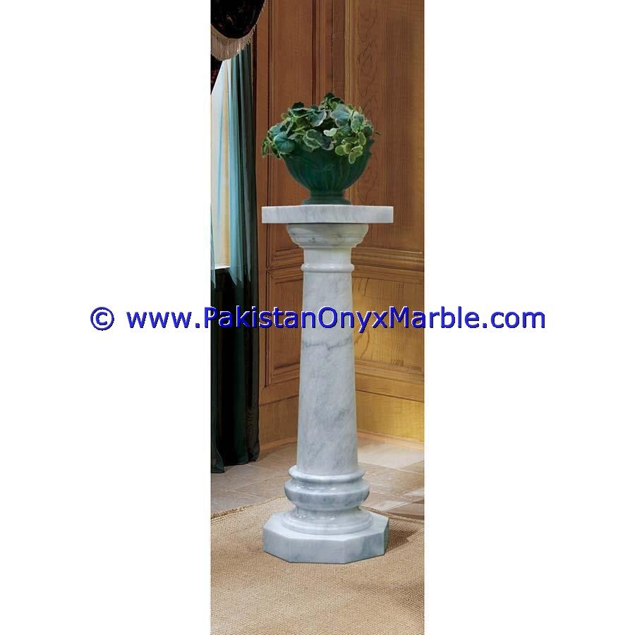 Marble Pedestals Stand Display Handcarved Ziarat White Carrara Marble-02