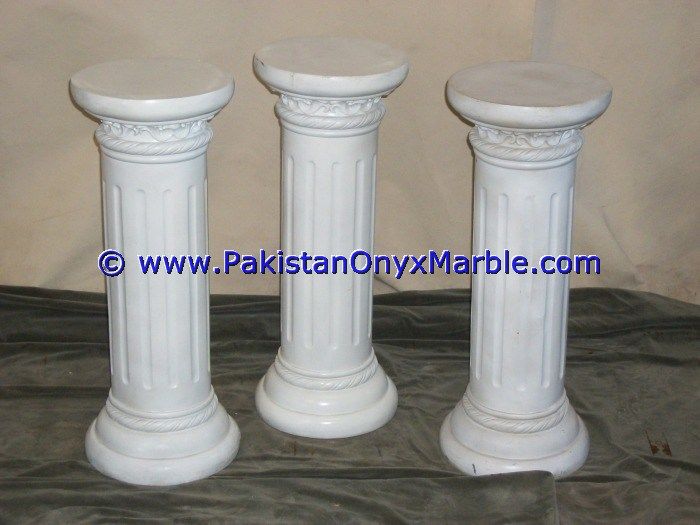 Marble Pedestals Stand Display Handcarved Ziarat White Carrara Marble-04