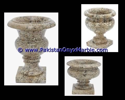 Marble planters handcarved decorated flower vase pots indoor outdoor garden Fossil Corel marble-01