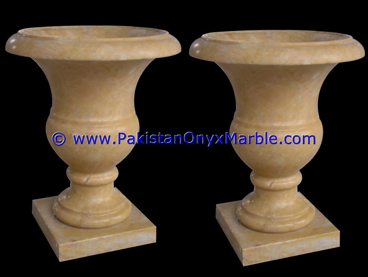 Marble planters handcarved decorated flower vase pots indoor outdoor garden Indus Gold Inca marble-03