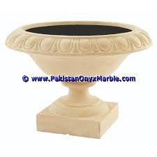 Marble planters handcarved decorated flower vase pots indoor outdoor garden Indus Gold Inca marble-04