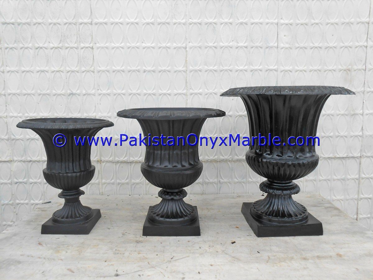 Marble planters handcarved decorated flower vase pots indoor outdoor garden Jet Black marble-01