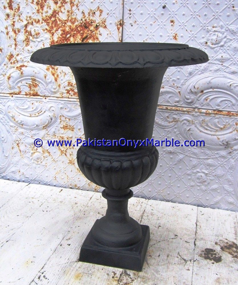 Marble planters handcarved decorated flower vase pots indoor outdoor garden Jet Black marble-02